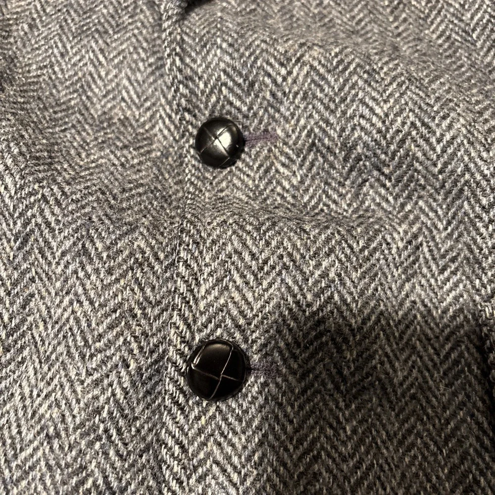 Harris Tweed Mens Grey Herringbone Wool Blazer Sport Coat Tailored in USA 44R